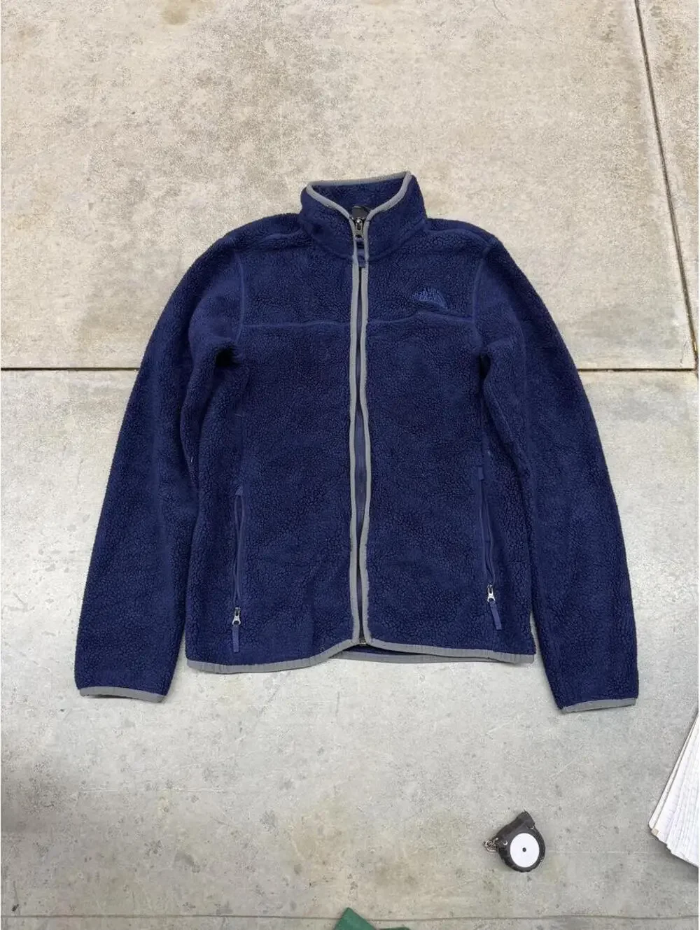 vintage the north face blue full zip fleece jacket size small